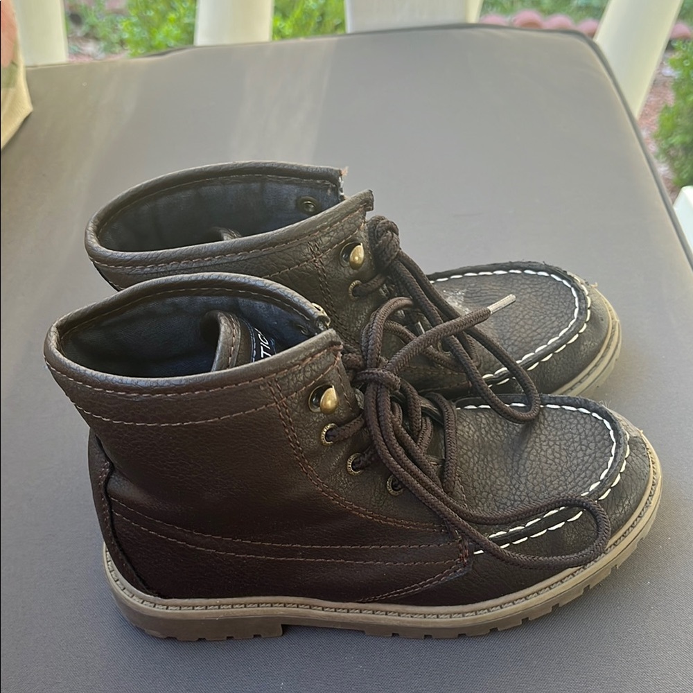 Brown Leather Youth Boys Nautica Boots Size youth 1